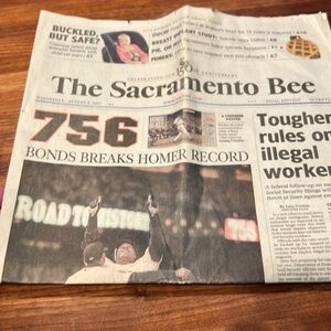 Vintage - Barry Bonds 756 Record Breaker - Sacramento Bee - Aug 2007